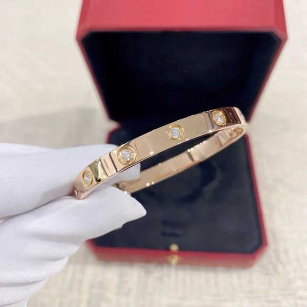 

high version 18k rose gold bracelet love classic men's and women's diamond set wide narrow white au750 couple v light luxury, Black