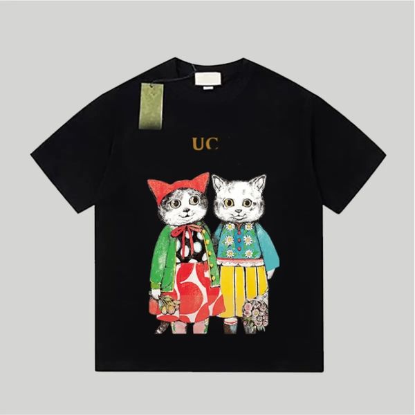 

cc summer fashion men's and women's cats loose women's t-shirt designer high-end pure cotton luxury graphic female couple asi, White;black