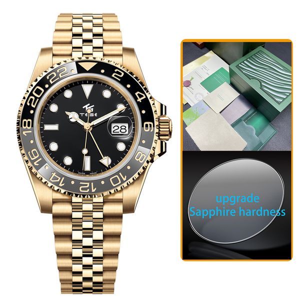 

gmt luxury men s sports automatic watch gmt automatic mechanical watch stainless steel diving waterproof 100m watch night glow luxury millen, Slivery;brown