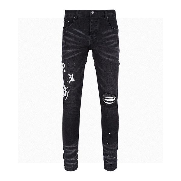 

2023 designer mens jeans #1 pants ripped high designer jeans men's jeans embroidered pants fashion hole pants selling zipper pants am~s, Blue