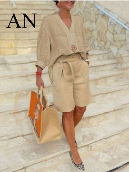 

women's two piece pants summer cotton and linen women's fashion casual suit women's loose two-piece set women 2 piece summer, White