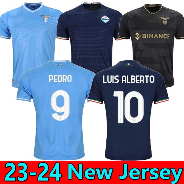 

23 24 lazio soccer jerseys maglie 2023 home away 10th anniversary immobile berisha sergej lulic zaccagni luis alberto football men kids kits, Black;yellow
