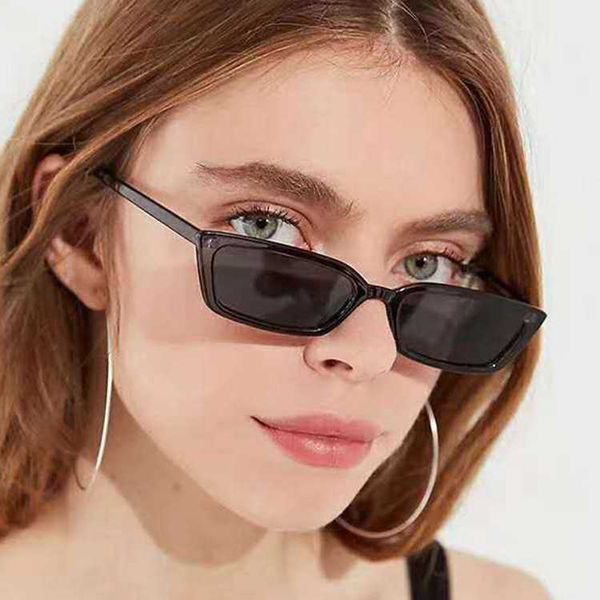 

2019 new personality fashion small square two color sunglasses, White;black