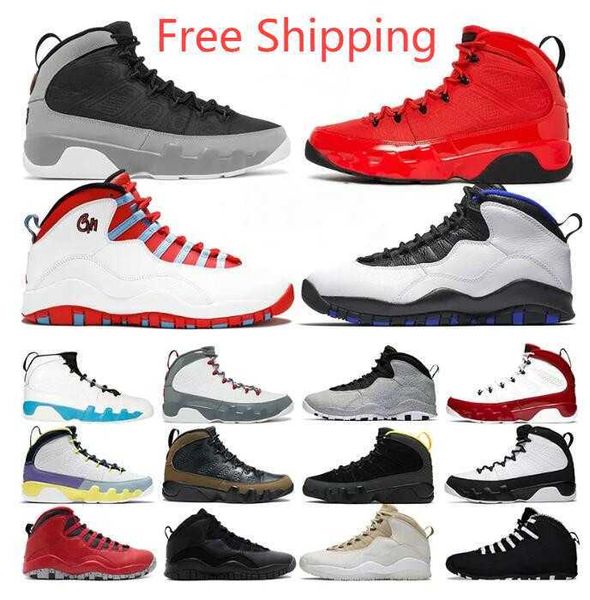 

jumpman 9  basketball shoes 10s trainers bulls powder blue fire red 9s university gold stealth cement steel grey 10th anniversary ovo blac, Black