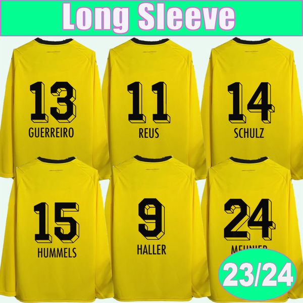 

23 24 hummels reus long sleeve mens soccer jerseys reyna schulz brandt meunier malen home football shirt short sleeve uniform, Black;yellow