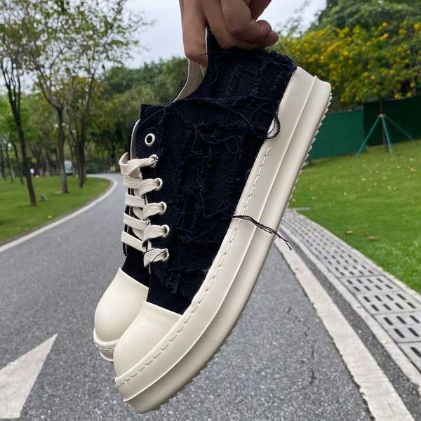 

rick casual shoes street leather cover low ro owens men's women's sports shoes, Black