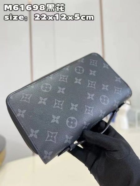 

m61698 men's new luxury long style handbag wallet card bag, Red;black