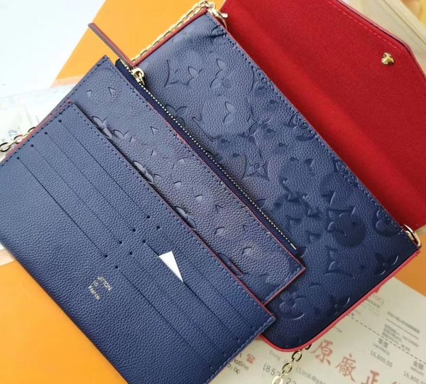 

new summer selling three-in-one chain bag fashion shoulder slung classic envelope bag set of three original m61276, Red;black