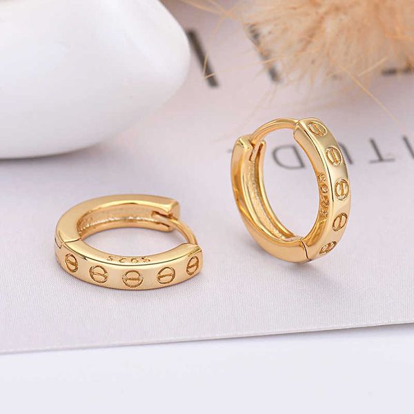 

high version carti roman numerals silver needle earrings fashion luxury simple gold plated, Golden;silver