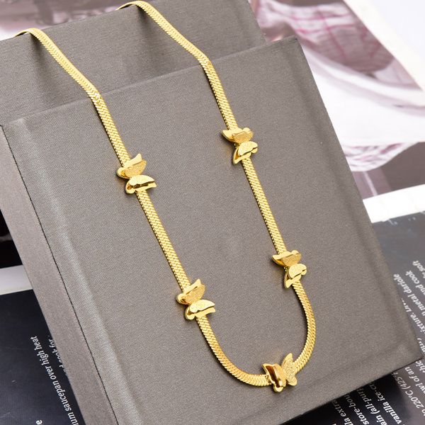 

korean fashion nifty frosted double butterfly necklace titanium steel butterfly bracelet short clavicle chain bracelet set, Black