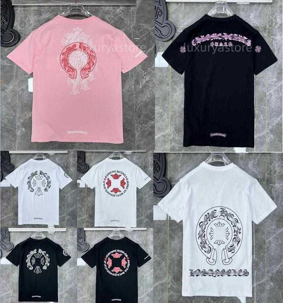 

fashion mens classic t shirts brand t-shirts ch white short sweater casual embossed letter horseshoe sanskrit cross pattern designers tees w, White;black