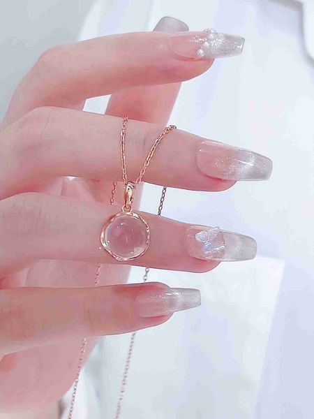 

s999 sterling silver necklace for women's new popular pink crystal light luxury gift girlfriend and friend's birthday