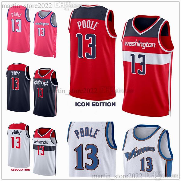 

13 poole basketball jerseys 2023 red white blue pink, Black;red