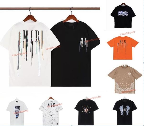 

2023 designer mens t shirts womens amirs printed fashion man t-shirt casual tees short sleeve luxury hip hop streetwear a miri tshirts size, White;black