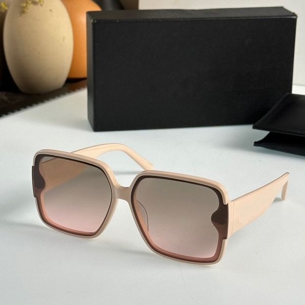 

2023 women men sunglasses beige brown width plank full frame light pink gradient color square glasses available with box, White;black