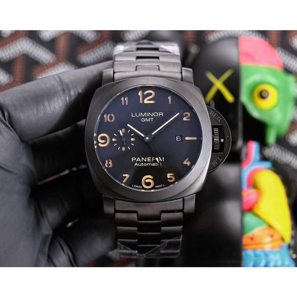 

luxury mechanical watch panaral_ sapphire mirror swiss automatic movement size 44mm 904 steel strap ndjx, Slivery;brown