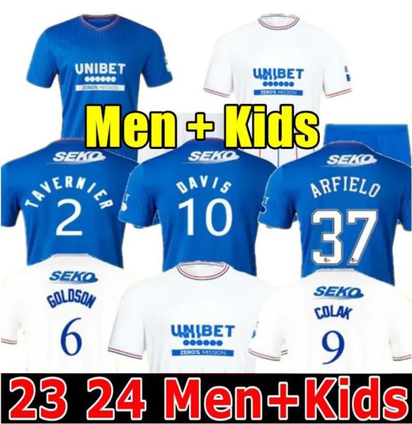 

23 24 rangers home soccer jerseys glasgow 2023 2024 away defoe barker morelos ramsey kent men kids jersey kit training football shirts, Black