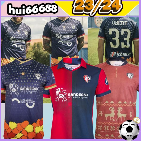 

22/23 cagliari christmas soccer jerseys pre-match kit saint efisio special edition 22 2023 simeone nandez special men football shirt, Black;yellow