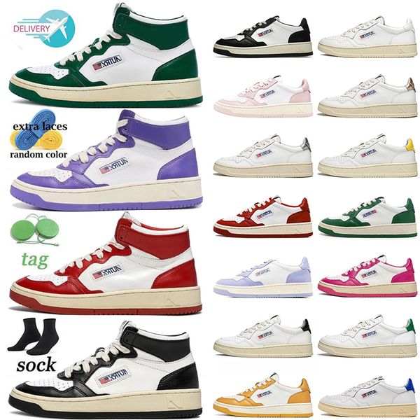 

fashion women designer autry medalist action shoes autries leather suede low platform sneakers usa upper two tone pink golden panda lows loa, Black