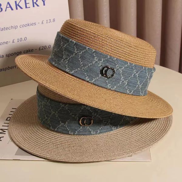 

designer straw hat hats summer beach fashion bucket hat mens and womens outdoor sunshade versatile round bucket hat, Blue;gray