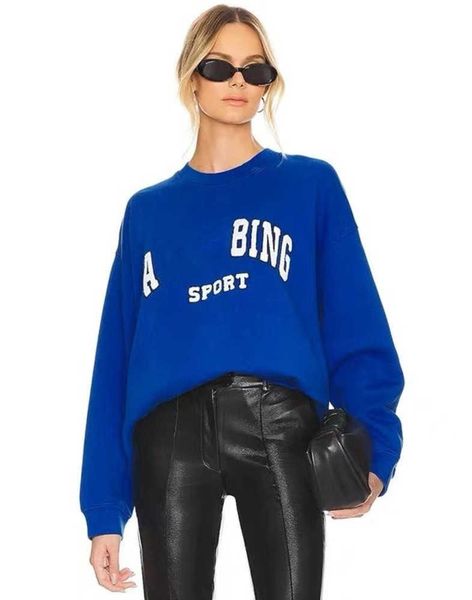 

23ss fashion designer sweatshirts hoodie new letter cotton embroidery loose bings pullover fleece round neck women sweaters hoodies, Black