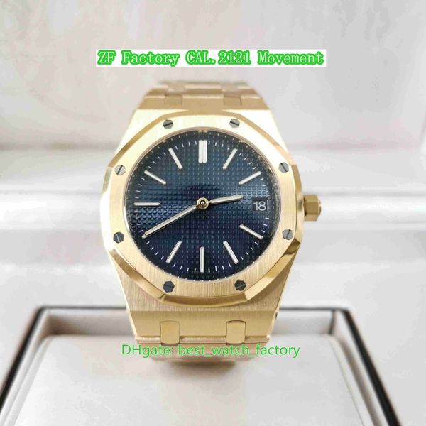 

zf factory mens watch better version 39mm x 8.5mm 15202 black dial jumbo extra-thin sapphire 18k yellow gold watches cal.2121 movement autom, Slivery;brown