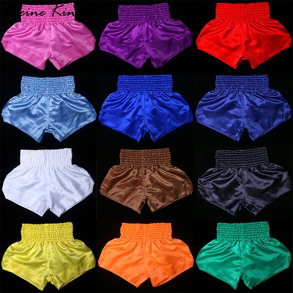 

men's shorts short muay thai blank satin boxing shorts womens mens kickboxing fight pants kids combat games sanda bjj martial arts figh, White;black