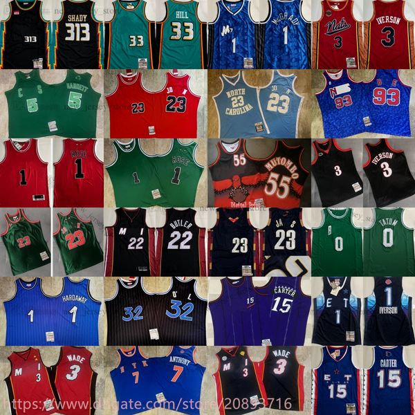 

authentic double embroidered mitchell and ness eastern basketball 3 allen iverson jersey jayson tatum steve smith carmelo anthony dwyane but, Black;red