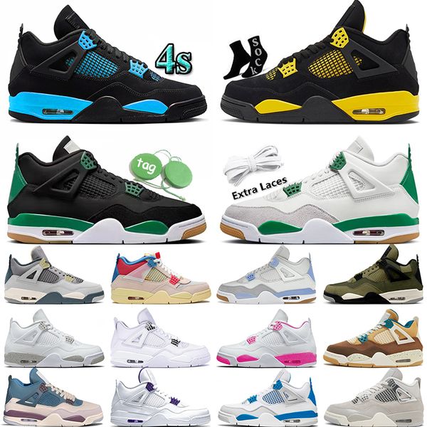 

2023 og origian jumpman 4 basketball shoes pine green black cat 4s bred thunder white oreo infrared fire red military blue canvas womens men