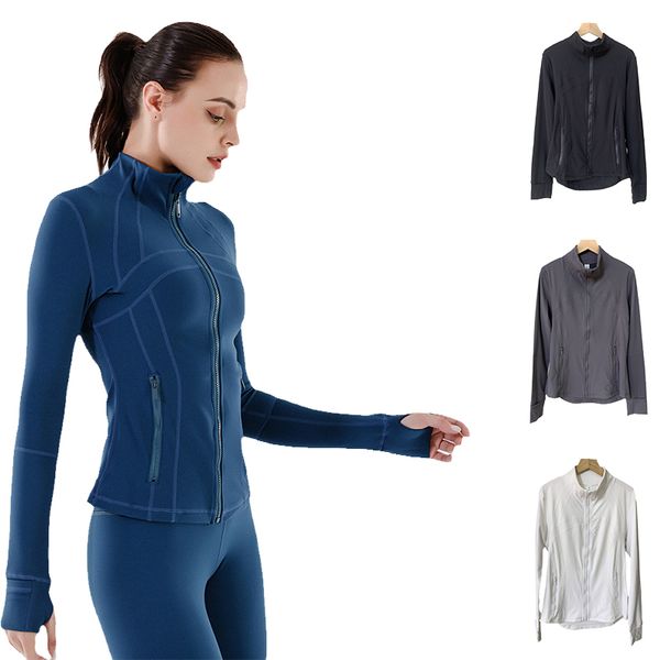 

lu yoga jacket define long sleeved pilates tight training suit zipper cover finger running quick dry fitness suit