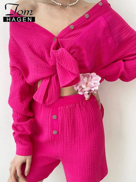 

women's two piece pants casual summer suit with long shorts cotton 100% long sleeve two-piece suit female elegant 2 piece sets women ou, White