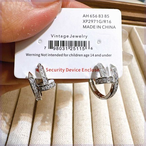 

internet celebrity carti premium sense earrings women's sterling silver versatile light luxury zircon nails with micro inlaid rings and, Golden;silver