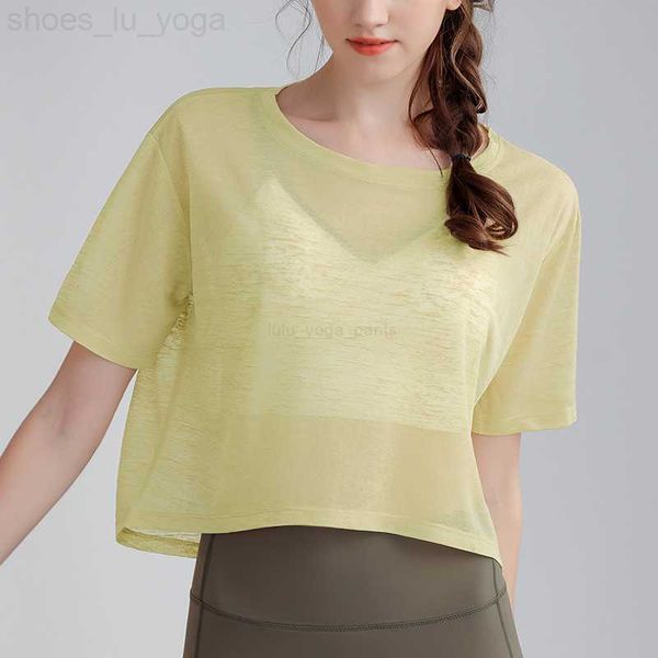 

women yoga short sleeve smock women mesh sports loose casual running fitness thin and light t-shirt summer