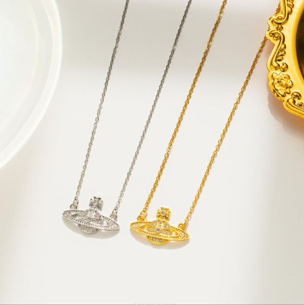 

pendant necklaces new silver full diamond saturn hollow necklace