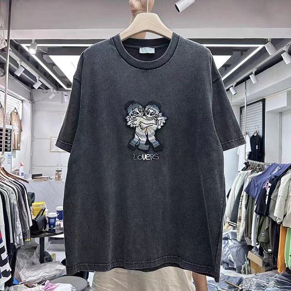 

men's t-shirts men's women's lee fog t-shirt american high street vintage crewneck short sleeve t shirt loose tee 230707, White;black