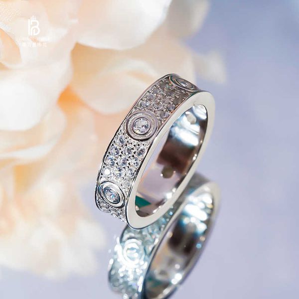 

high version 18k rose gold inlaid moissanite full star ring female fashion personality niche lovers pair love y, Silver
