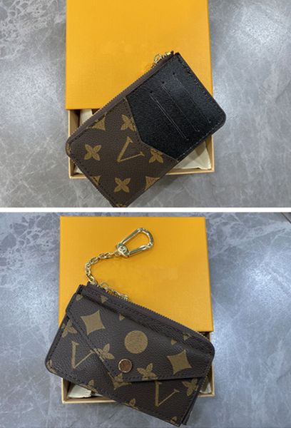 

designer fashion womens mini zippy organizer wallet coin purse bag belt charm key pouch pochette accessoires 6 colors, Brown;gray