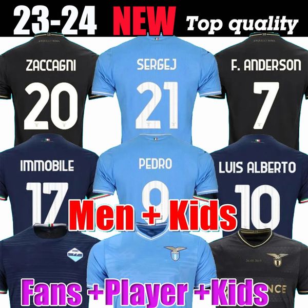 

23 24 lazio soccer jerseys sergej 2023 2024 laz anniversary football shirt 10th pedro luis alberto immobile men kids kits maglia da calcio, Black;yellow