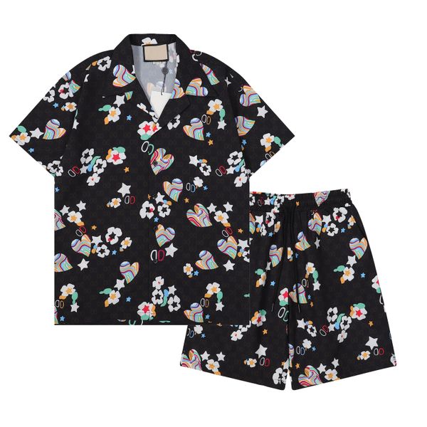 

men's t-shirt button up shirt summer outdoor loose fresh casual printed button short sleeve hawaiian beach party style shirt, White;black