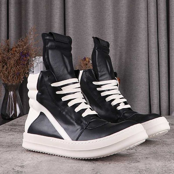 

street high rick classic shoes men sneakers men's casual shoes women's sports shoe lace-up owens genuine leather designer male sne, Black