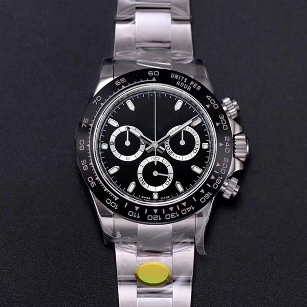 

mens watch cal.4130 movement 116500 sapphire 40mm mechanical automatic watch black white dial panda plate ceramic bezel circles luminous div, Slivery;brown