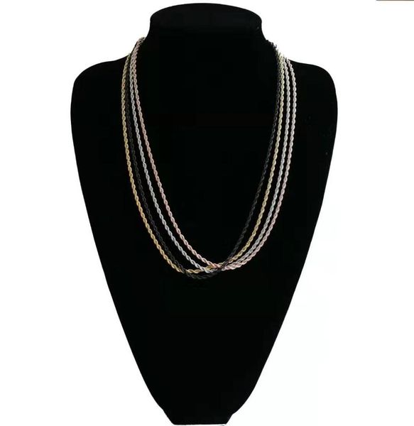 

3mm 60cm chain necklaces for men luxury stainless steel cuban ed chains jewelry gift 4 colors gold silver rose gold black 3160721