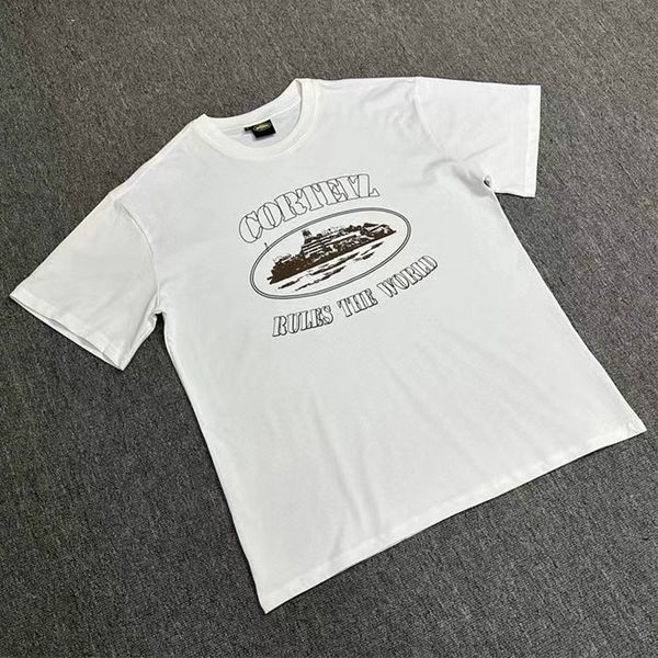 

mens casual t shirt summer demon island printed short sleeved american fashion brand hip-hop street round neck pure cotton t shirt, White;black