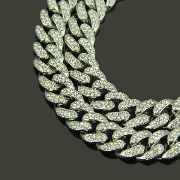 

designer jewelry 24inch wide1.2cm cuban link chain mens iced out miami cuban necklace silver gold bling diamond hip hop rapper night club je