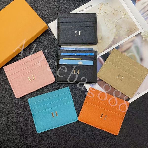 

luxury brand card holders gold logo brand 5 colors 7 layer card holder purse bag for women men litchi grain credit coin clutch bags with ori, Brown;gray