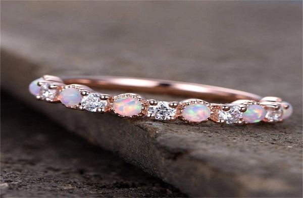 

new women gorgeous rose gold filled pink fire opal ring party cocktail rings size 6103788513, Silver