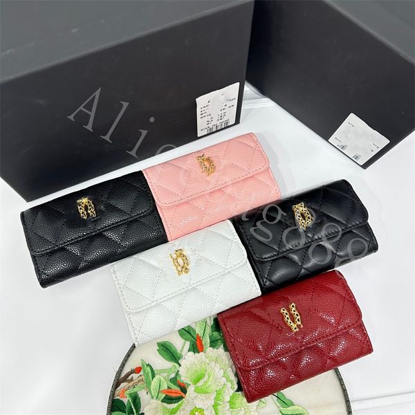 

7a quality luxury brand card holders 10cm size multi-function coin purse for girl lady portable bags 5 color with original box designer bags, Brown;gray