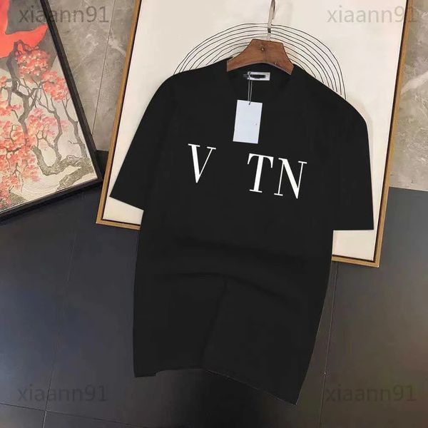 

designer fashion luxury italy brand valentinose t shirt mens and women summer pure cotton oversized t-shirt letter printed valentinoity coup, Black