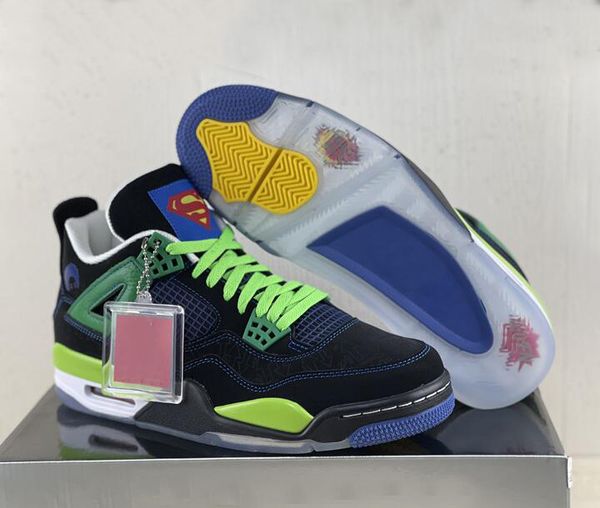 

us 7-12 4 doernbecher men basketball shoes 4s black/old royal-electric green-white outdoor sneakers sports with original box 308497-015