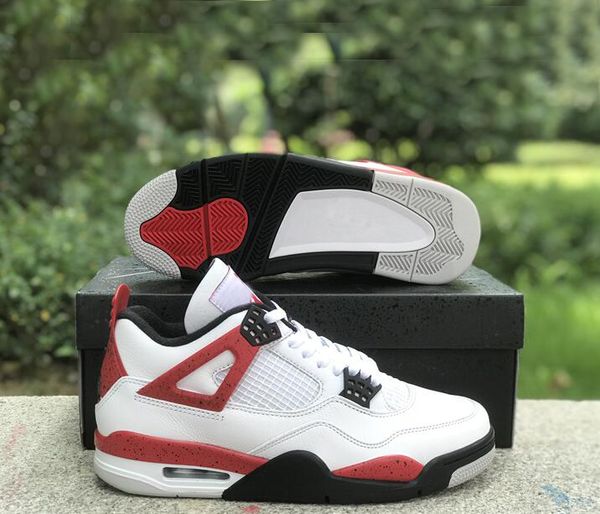 

4 red cement men basketball shoes 4s white/fire red-black-neutral grey mens womens outdoor sneakers dh6927-161 size us 5.5-13 with box